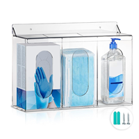 Porte-distributeur double en acrylique transparent de haute qualité avec couvercle deux trois quatre boîte de séparation distributeur de gants en acrylique