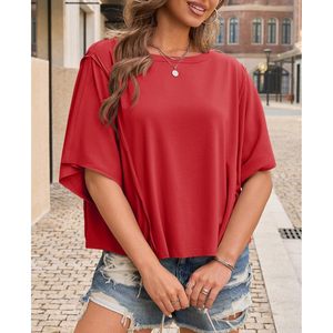 Camiseta Corta Oversize Personalizada para Mujer, Cuello Redondo, Manga Corta, Informal, Holgada, Básica, Transpirable, para Verano y Ejercicio - Product Image 4