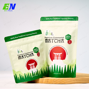 Pochette debout refermable personnalisée avec fermeture à glissière en aluminium pour poudre de matcha Uji de 30g sac en mylar de poudre de protéine super alimentaire naturelle - Product Image 1