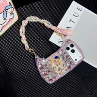 Étui de téléphone à motif chat fait main avec chaîne, étui de protection en diamant pour iPhone 17 16 15 Pro Max, accessoires mobiles