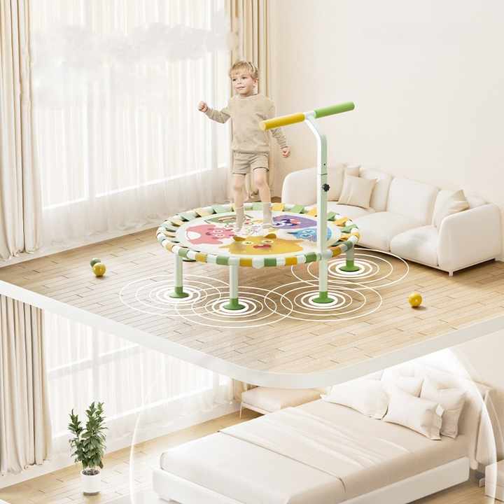 40-Inch Indoor Mini Fitness Trampoline with Elastic Rope & Handrail ...