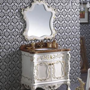 Soild kabinet kamar mandi kayu mewah antik putih Set mebel rias - Product Image 1