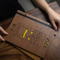 Porte-documents en bois avec sangle en cuir de luxe personnalisée pour restaurant, hôtel, bar à vin, cadeaux de bienvenue
