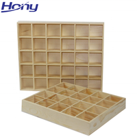 Plateau de tri en bois à 20 compartiments Boîte à sections en bois non finie Plateaux à bonbons en bois pour cuisine, salle de bain, bureau, maquillage