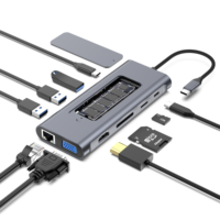 Station d'accueil USB-C en alliage d'aluminium 11-en-1 avec M.2 NVMe, HDTV 4K, VGA, PD 100W, USB 3.2 Gigabit, SD/TF – En stock