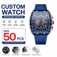 Montre chronographe à quartz pour homme avec logo personnalisé, bracelet en silicone, montre sport, lumineuse, multifonction, étanche, OEM ODM