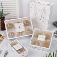 Elegante caja de embalaje artesanal de papel con ventanas para 4 piezas Muffin o Cup Cake y cajas de paquete personalizadas