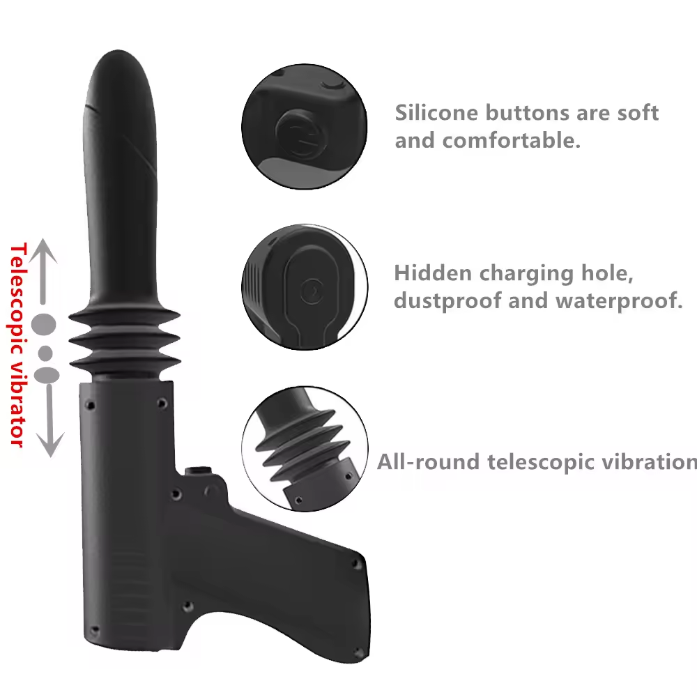 dildo für massagepistole Handsfree Automatische Dildo Massage Gun für Frauen in Schwarz/Weiß main image 1