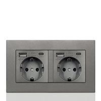 Prise USB double de haute qualité avec interrupteur de type C, prise française moderne 16A, plusieurs couleurs, prise USB double allemande française 2P