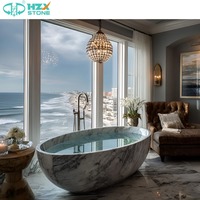 Pierre de marbre naturel poli Beige HZX de luxe pour salles de bains d'hôtel baignoire-douche à remous villa