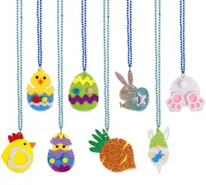 Easter necklace spring family party dress up bunny easter eggs galvanized bead chain for kids