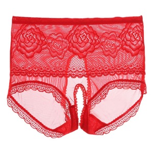 Sexy Lace High Waisted Open Crotch Panties For Women Viscose Flowers Pattern NK11 - Product Image 5