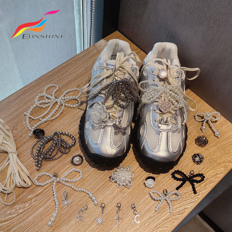 Custom Shoe Lace Charms DIY Faux Pearl Sneaker Buckles