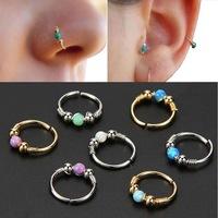 Getta Anneaux de nez en acier inoxydable 316l Acier chirurgical opale Argent segment de mode Anneaux ouverts Anneaux en gros Bijoux de piercing