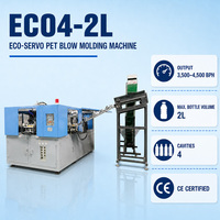 Machine de soufflage de bouteilles compacte 4 cavités 2 litres Servo 3500 BPH automatique PET pour eau et boissons, idéale pour les startups et OEM