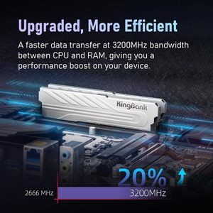แรม KingBank สำหรับคอมพิวเตอร์เดสก์ท็อป DDR4 8GB 3200MHz CL16 1.35V XMP2.0 โอเวอร์คล็อก พร้อมฮีทซิงค์ สำหรับเล่นเกม/ทำงาน/PS สีเงิน มีสินค้าในสต็อก - Product Image 5