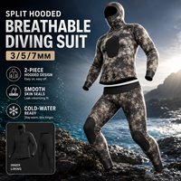 Combinaison de plongée camouflage imperméable 3mm 5mm 7mm, 2 pièces, néoprène à cellules ouvertes, avec veste à capuche