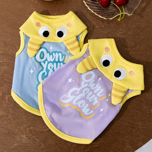 Chaleco para Perro con Diseño de Monstruo de Dibujos Animados en Azul y Morado, Transpirable, de Poliéster, para Primavera/Verano - Product Image 1