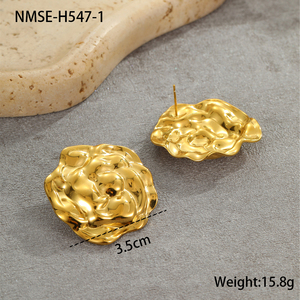 Nimai Classic Vintage joyería de moda Camelia Floral pendientes de acero inoxidable Flor de Oro impermeable Stud pendientes - Product Image 5