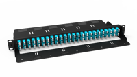 Panel Adaptor Fiber FHU PP0001 1U 19'' 48 Port 96 Fiber OS2 Single Mode, 48 X LC UPC Duplex (Biru), Selubung Keramik