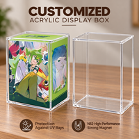 Kotak Display Akrilik Kustom untuk Kartu Pokemon, Tempat Penyimpanan Vertikal, Tebal 5mm, Perlindungan UV, Magnet Kuat N52, Hadiah