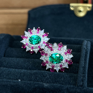Orecchini a Perno con Fiori Colorati per Donne, Accessori per Orecchie Geometrici Ovali per Uso Quotidiano - Product Image 3