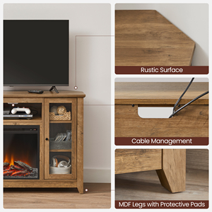 Meuble <span class=keywords><strong>TV</strong></span> VASAGLE de style campagnard pour salon, meuble <span class=keywords><strong>TV</strong></span> à 3 niveaux avec cheminée - Product Image 6