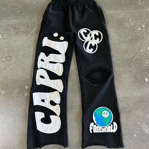 กางเกงคาร์โก้ทรงขาบานฟอกสีแบบวินเทจ ปักลาย ตัดเย็บแบบจ็อกเกอร์ ทรงหลวม กันน้ำ ยางยืด สำหรับผู้ชาย - Product Image 4