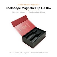 Boîte cadeau magnétique personnalisée avec logo, insert en mousse EVA pour deux bouteilles, emballage pour whisky et brandy, fabricant en gros