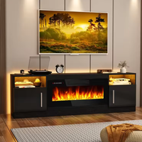 Meuble TV de salon de luxe moderne et minimaliste en bois avec foyer électrique intelligent intégré