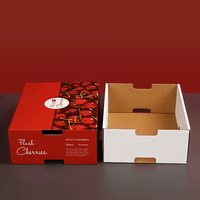 Prêt à expédier : Boîtes de cerises rouges fraîches de 1,5 kg, 26,5x20x9,6 cm, avec sac intérieur, emballages en carton imprimé pour fruits, pour supermarché