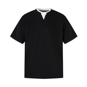 Nouveau T-shirt d'été deux couches deux pièces minimaliste 100 % coton basique à manches courtes coupe classique pour homme imprimé respirant personnalisé - Product Image 3