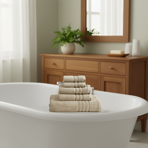 Set di 6 Asciugamani da Bagno in Cotone Tinta Unita, Tessuto Antimicrobico Sostenibile per Adulti, Forma Rettangolare - Product Image 2