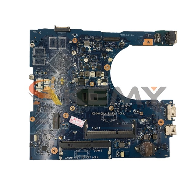 Main Board 15-5000 5459 5559 5759 Motherboard W/ I7-6500U CN-0GGN3F 086V8H 0RV4XN AAL15 LA-D071P Laptop Mainboard for DELL