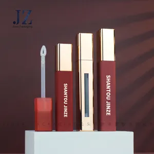 Jinze lip gloss rohr 3.5/4ml custom design platz leere lip gloss rohre mit pinsel