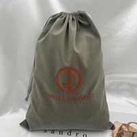 Grand sac de rangement en velours gris 30*40cm pour extensions capillaires, perruques, cadeaux, chapeaux de baseball et autres articles de luxe