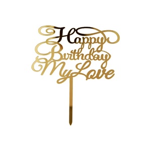 Metálico dorado Feliz cumpleaños papá pastel Topper boda Baby Shower Decoración Para Navidad graduación acrílico Cupcake - Product Image 1