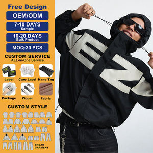 Spray Men's Autumn Print Long Sleeve Drawstring Hooded Trench Coat Colorblock Zipper Hooded Windbreaker Jackets for Men - Product Image 1