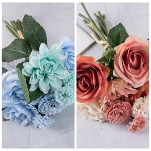 ดอกกุหลาบประดิษฐ์ CallaFloral ดอกดาห์เลียสีฟ้าอมสีแดงประกาย สำหรับตกแต่งงานแต่งงานและตกแต่งบ้าน - Product Image 3