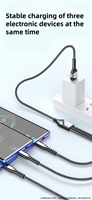 Câble de chargement USB rapide 3-en-1 Cordon de chargeur universel multifonction Type-C/Android Tresse de veste en nylon pour écouteurs d'ordinateur
