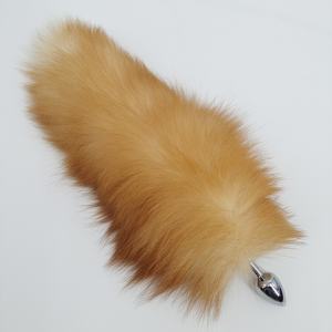 Masajeador de próstata de piel de zorro Real rojo de 38-40cm, tapón Anal de Metal, orejas de gato, estimulador de pezón, bolsa cosmética, Juguetes sexuales para Anal - Product Image 5