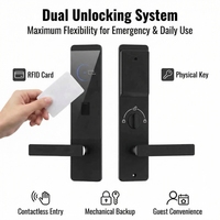 带 RFID 钥匙卡和生物识别门禁密码的电子锁芯锁具 TTLock 数字门把手套装，适用于办公室和酒店