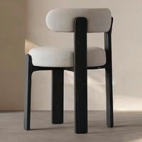 Chaise de salle à manger simple et rétro en bois massif et cuir avec dossier rembourré, adaptée aux restaurants, hôtels, appartements et centres commerciaux