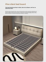 Lit plateforme relevable en cuir Nappa avec tiroirs latéraux, sommier à lattes en acier, pour chambre principale (taille Queen ou Double)