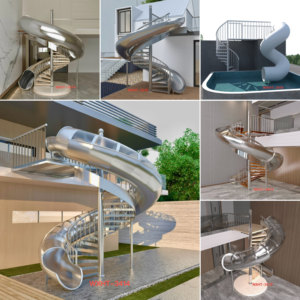 Amusement Park Facilities:stair <strong>Slides</strong> Outdoor 304 Stainless Steel Spiral Staircase with <strong>Slide</strong> Outside <strong>Swimming</strong> <strong>Pool</strong> Stair <strong>Slide</strong> - Product Image 5