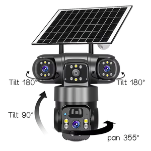 Caméra <span class=keywords><strong>de</strong></span> sécurité solaire extérieure 4G sans fil WiFi IP 12MP 6K à 3 objectifs et 3 écrans avec suivi automatique PIR - Product Image 4