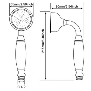 Pommeau de douche victorien en titane doré avec ensemble de tuyaux pour salle de bain pommeau de douche à main téléphonique traditionnel en laiton et céramique - Product Image 2