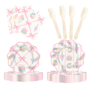 DAMAI - Juego de Vajilla Desechable de Papel para Fiestas, Diseño Nuevo, Color Rosa, con Platos, Vasos y Servilletas para Fiestas de Niñas - Product Image 2