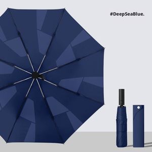 Parapluie d'affaires pliable à trois volets, 8 baleines, à mémoire de forme, facile à plier, pour hommes, avec impression de logo publicitaire - Vente en gros directe fabricant - Product Image 1