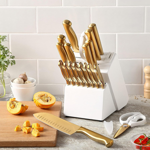 Custom 3Cr13 <span class=keywords><strong>de</strong></span> acero inoxidable <span class=keywords><strong>Chef</strong></span> Utility Steak Santoku Fruit Knives Gold Juegos <span class=keywords><strong>de</strong></span> <span class=keywords><strong>cuchillos</strong></span> <span class=keywords><strong>de</strong></span> cocina con soporte para <span class=keywords><strong>cuchillos</strong></span> - Product Image 2